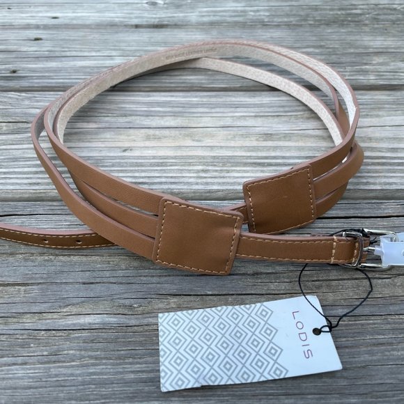 LODIS Belt Leather Brown 3 strand Women Waistband - Picture 5 of 10
